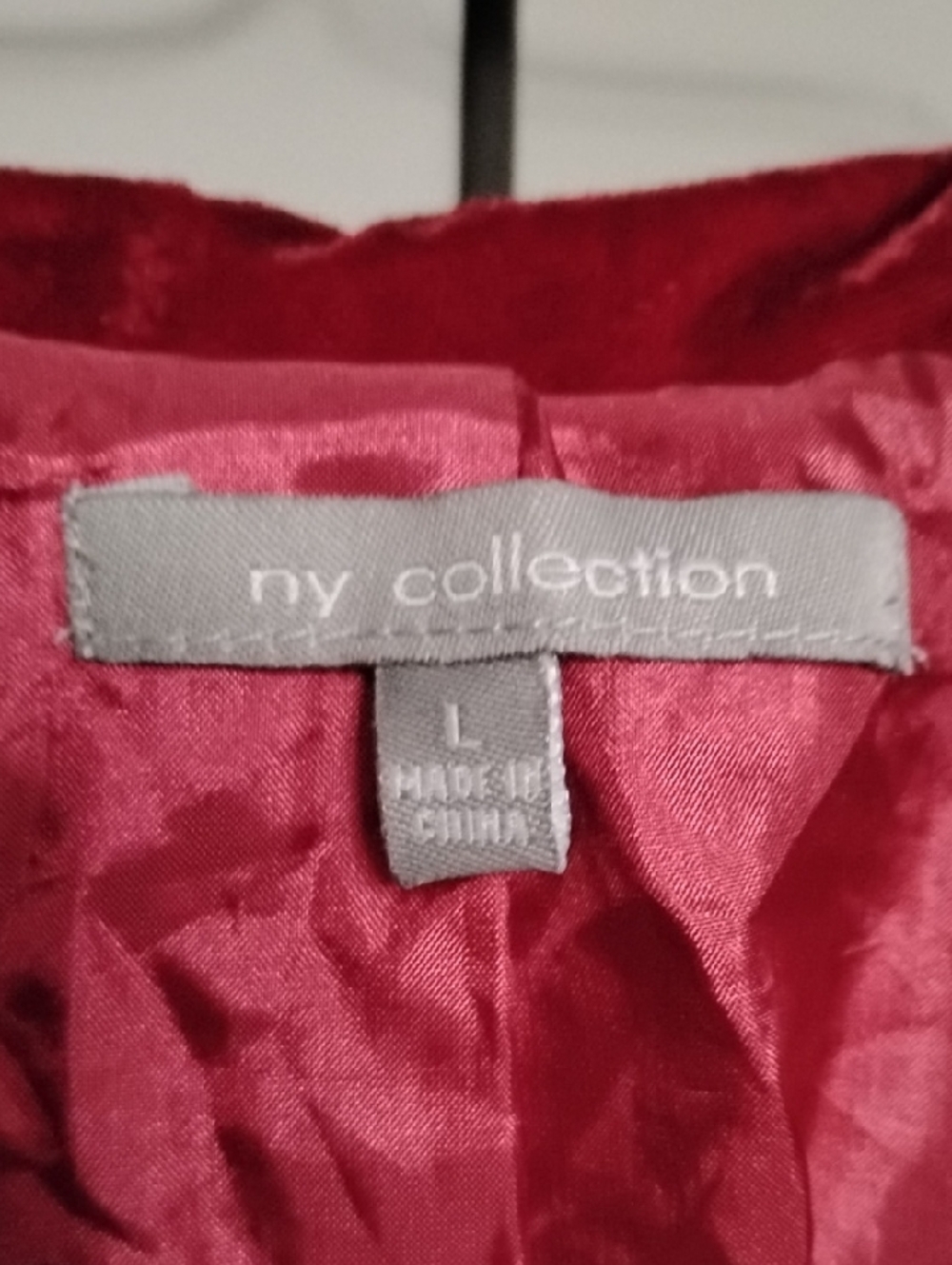 NY Collection Red Velvet Button-Front Blazer - Picture 7 of 9